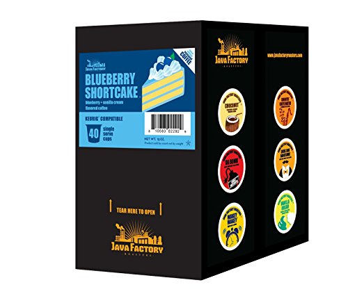 Java Factory Coffee Pods Blueberry Flavored Coffee for Keurig K-Cup Brewers, Blueberry Shortcake, 40 Count