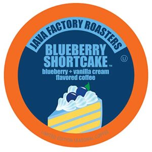 java factory coffee pods blueberry flavored coffee for keurig k-cup brewers, blueberry shortcake, 40 count