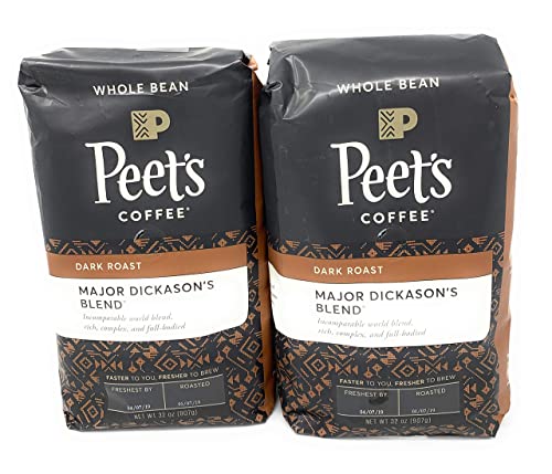 Peets Coffee, Major Dickason's Blend, Whole Bean 32oz (Pack of2)