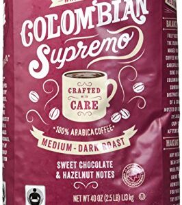 Member's Mark Colombian Supremo Whole Bean Coffee (40 OZ), Sweet Chocolate & Hazelnut Notes, 40 oz, Medium Dark Roast