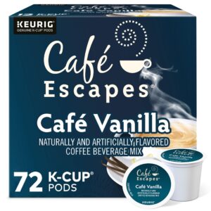 cafe escapes cafe vanilla keurig single-serve k-cup pods, 72 count (6 packs of 12)