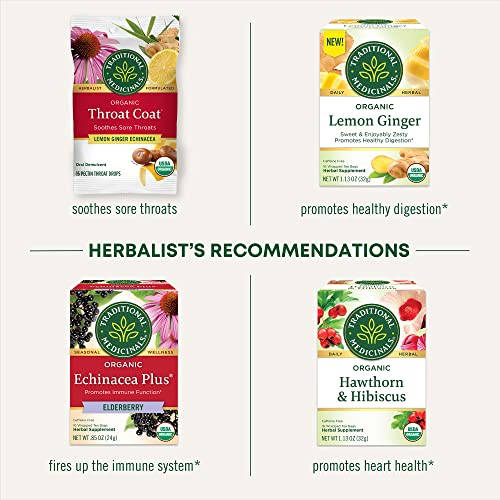 Traditional Medicinals Tea, Organic Immune Zoom Lemon Ginger, Supports Immune Function, 16 Tea Bags