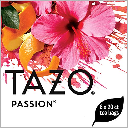 TAZO Passion Enveloped Hot Tea Bags Herbal, Caffeine Free, Non GMO, 20 count (Pack of 6)