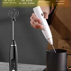 LANOOPITY Milk Frother Handheld, Handheld Electric Stirrer Foam Maker Whisk with USB Rechargeable 3 Speeds, Mini Milk Foamer for Coffee Latte, Cappuccino, Frappe, Matcha, Hot Chocolate - Black
