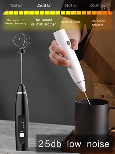 LANOOPITY Milk Frother Handheld, Handheld Electric Stirrer Foam Maker Whisk with USB Rechargeable 3 Speeds, Mini Milk Foamer for Coffee Latte, Cappuccino, Frappe, Matcha, Hot Chocolate - Black