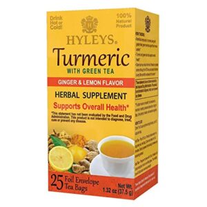 hyleys turmeric with green tea ginger & lemon flavor - 25 tea bags
