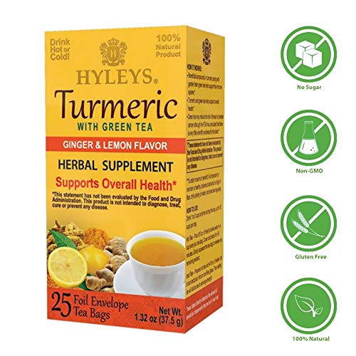 Hyleys Turmeric with Green Tea Ginger & Lemon Flavor - 25 Tea Bags