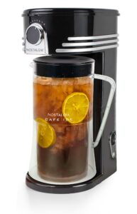 nostalgia 3-quart iced tea & coffee brewing system with double-insulated pitcher, strength selector & infuser chamber, also perfect for lattes, lemonade, flavored water, black