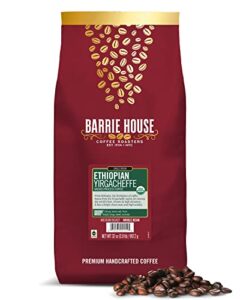 barrie house ethiopian yirgacheffe single origin whole bean coffee, 2 lb bag | fair trade organic certified |medium roast | high acidity and clean finish | 100% arabica coffee beans