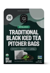 fgo organic black iced tea, eco-conscious tea bags, 36 pitcher bags, packaging may vary (pack of 1)