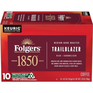folgers 1850 trailblazer medium-dark roast coffee, 60 keurig k-cup pods