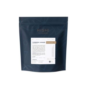 rishi tea turmeric ginger herbal tea - usda organic direct trade loose leaf tea, certified kosher, caffeine free ayurvedic tea blend, immune support with citrus for taste - 16 ounces (pack of 1)