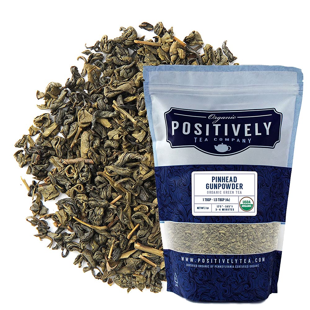 Organic Positively Tea Company, Pinhead Gunpowder, Green Tea, Loose Leaf, 16 Ounce