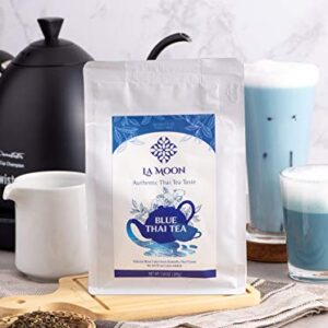 LA MOON TEA Blue Thai Tea Mix - Traditional Loose Leaf from Butterfly Pea Flower and Assam Black for Home-made Iced Tea, Boba & Latte No Food Dye, 7.05 Oz.