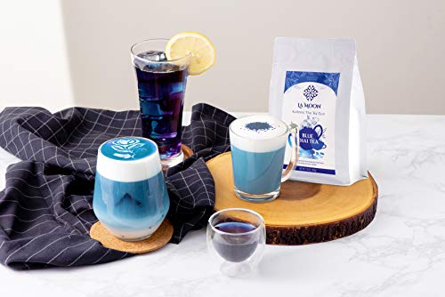 LA MOON TEA Blue Thai Tea Mix - Traditional Loose Leaf from Butterfly Pea Flower and Assam Black for Home-made Iced Tea, Boba & Latte No Food Dye, 7.05 Oz.