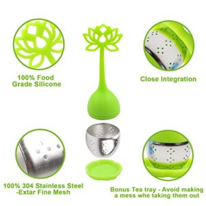 ANYI16 Tea Infuser Filter 2 Pack Stainless Steel Tea Ball - Loose Tea Steeper Mesh Tea Cup Filter with Flower shaped Silicone Handle for Loose Leaf or Herbal Tea