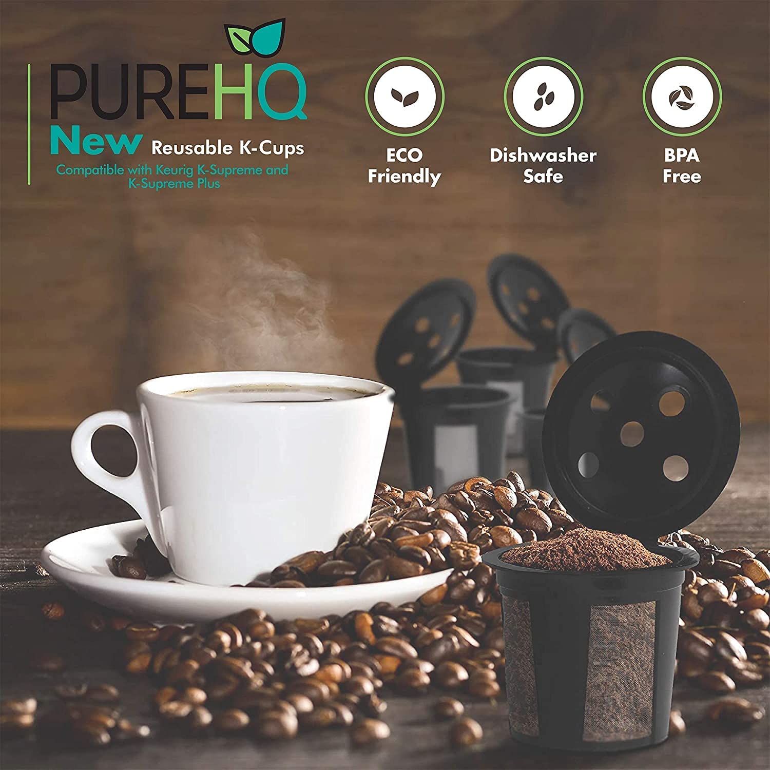 Reusable K Cups for Keurig Supreme, K Supreme Plus and K Slim by PureHQ - Refillable Kcup for Keurig Supreme Coffee Maker - MultiStream Coffee Pods Filter - 4 Pack