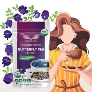 butterfly pea flower tea giveorbuy - usda organic butterfly tea herbal loose leaves-experience the magic of butterfly pea flower for unforgettable moments - enchanting color-changing