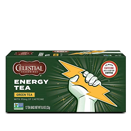 Celestial Seasonings Energy Green Tea, Caffeinated, 12 Tea Bags Box, (Pack of 6)