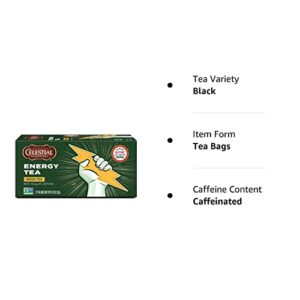 Celestial Seasonings Energy Green Tea, Caffeinated, 12 Tea Bags Box, (Pack of 6)