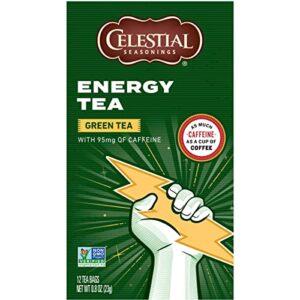 Celestial Seasonings Energy Green Tea, Caffeinated, 12 Tea Bags Box, (Pack of 6)