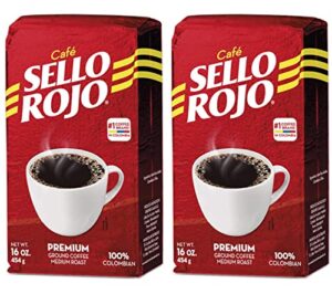 café sello rojo premium colombian coffee | smooth & flavorful | no bitter aftertaste | 100% colombian medium roast ground coffee | café de colombia | 16 ounce (pack of 2)
