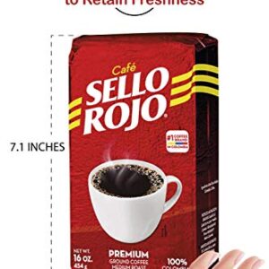 Café Sello Rojo Premium Colombian Coffee | Smooth & Flavorful | No Bitter Aftertaste | 100% Colombian Medium Roast Ground Coffee | Café de Colombia | 16 Ounce (Pack of 2)