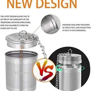 K Kitcherish 2 Pack Tea Infuser, Tea Strainer for Loose Leaf Tea & Cooking Infuser of Extra Fine Mesh, 18/8 Stainless Steel Tea Ball Strainer with Extended Chain Hook, Fits All the Tapots and Mugs