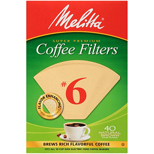 Melitta 6 Cone Coffee Filters, Unbleached Natural Brown, 40 Count (Pack of 12) 480 Total Filters Count - Packaging May Vary