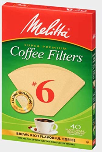 Melitta 6 Cone Coffee Filters, Unbleached Natural Brown, 40 Count (Pack of 12) 480 Total Filters Count - Packaging May Vary