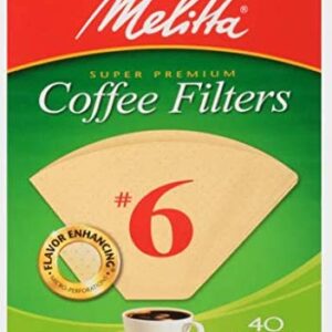 Melitta 6 Cone Coffee Filters, Unbleached Natural Brown, 40 Count (Pack of 12) 480 Total Filters Count - Packaging May Vary