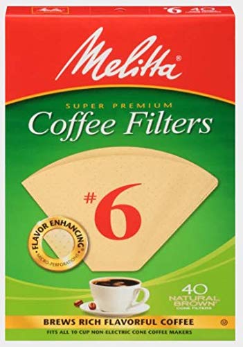 Melitta 6 Cone Coffee Filters, Unbleached Natural Brown, 40 Count (Pack of 12) 480 Total Filters Count - Packaging May Vary