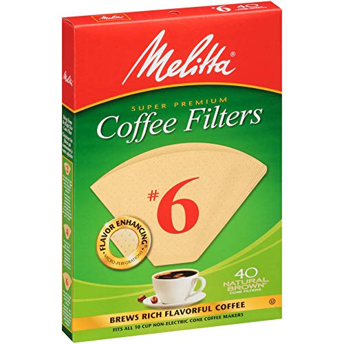 Melitta 6 Cone Coffee Filters, Unbleached Natural Brown, 40 Count (Pack of 12) 480 Total Filters Count - Packaging May Vary