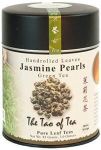 the tao of tea, handrolled jasmine pearls green tea, loose leaf, 3 ounce tin