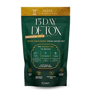 dharma nutrition detox tea 15 day natural cleanse - organic, digestive tea, ccf tea, supports metabolism, helps bloating, improves skin & hair, decaf tea, natural herbs, all natural