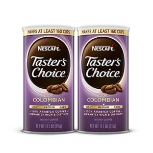 nescafe taster's choice, colombian medium roast instant-coffee, 11.1 oz. resealable canister, 2 pack (320-cups total)