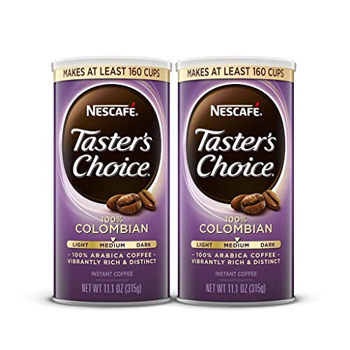 NESCAFE Taster's Choice, Colombian Medium Roast Instant-Coffee, 11.1 oz. Resealable Canister, 2 Pack (320-cups total)