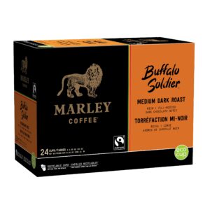 Marley Coffee Buffalo Soldier, Fairtrade Certified, Medium-Dark Roast Coffee, Keurig K-Cup Brewer Compatible Pods, 24 Count