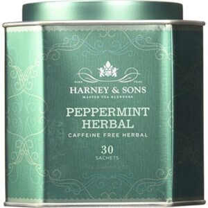 Harney & Sons Peppermint Herbal Tea in Sachets, Caffeine-Free Herbal, 30 Sachets