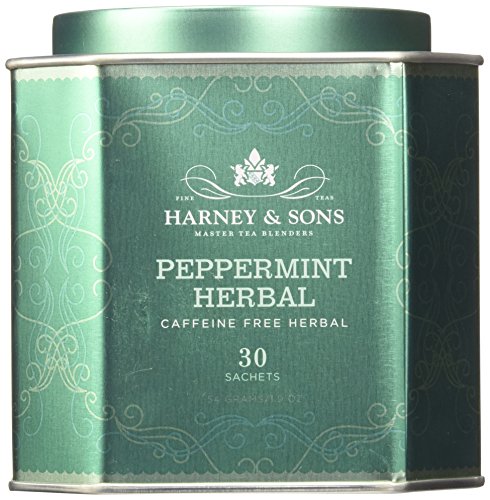 Harney & Sons Peppermint Herbal Tea in Sachets, Caffeine-Free Herbal, 30 Sachets