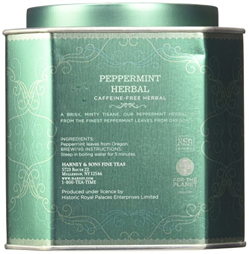 Harney & Sons Peppermint Herbal Tea in Sachets, Caffeine-Free Herbal, 30 Sachets