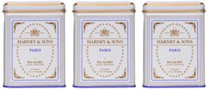 harney & sons paris black tea sachet collection, all natural - classic tin of 20 sachets, 1.4 ounce 20 count (pack of 3)