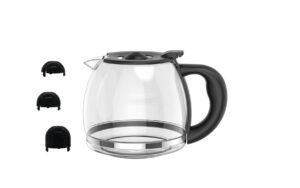 12-cup glass replacement coffee carafe compatible with mr. coffee, black & decker, cuisinart and more, black close handle