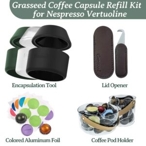 Grasseed Aluminum Foils Lids to Reuse Coffee Pods Compatible with Nespresso VertuoLine Capsules-60 Pcs(Dark Roast)