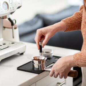 Crema Coffee Products | 54mm Espresso Dosing Funnel/Ring | Silver | Fits 54mm Breville Portafilter | 54mm | Silver
