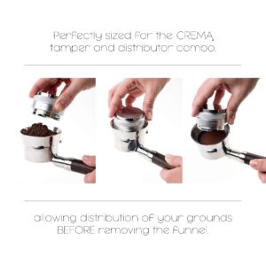 Crema Coffee Products | 54mm Espresso Dosing Funnel/Ring | Silver | Fits 54mm Breville Portafilter | 54mm | Silver