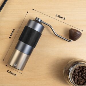 Manual Coffee Grinder - HEIHOX Hand with Adjustable Conical Stainless Steel Burr Mill, Capacity 30g Portable Mill Faster Grinding Efficiency Espresso to Coarse for Office, Home, Camping