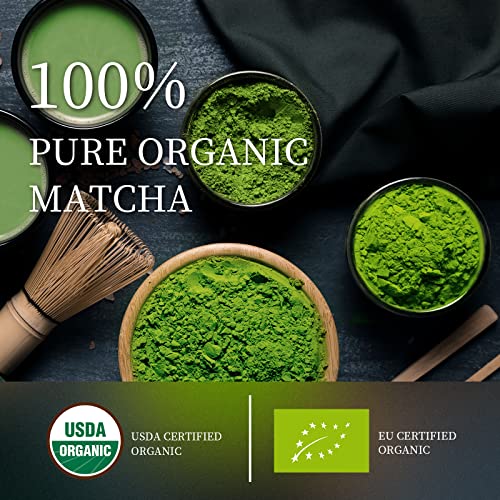 Chaism Ceremonial Grade Matcha Green Tea Powder - 20 Single Serve Packets, Premium First Harvest USDA Organic Gluten-Free Vegan, 100% Pure, 40g/1.41oz