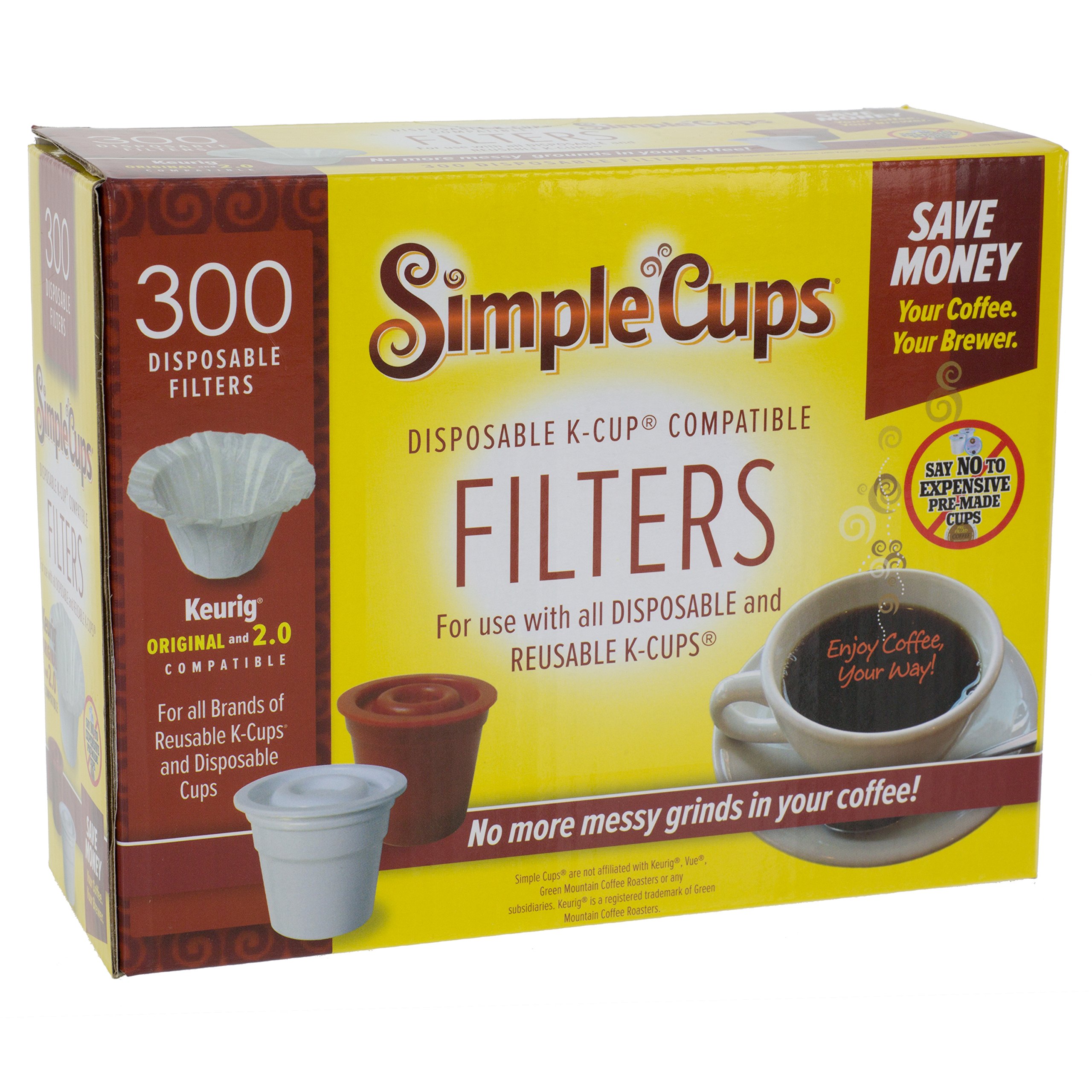 Disposable Paper Coffee Filters 300 count - Compatible with Keurig, K-Cup machines & other Single Serve Coffee Brewer Reusable K Cups - Use Your Own Coffee & Make Your Own Pods - Works with All Brands