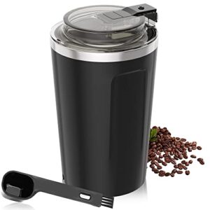 rolway coffee grinder electric, espresso coffee bean spices grinder, coffee blade grinders, one touch portable grinder, for coffee bean, spices, herbs, nuts, grains, black